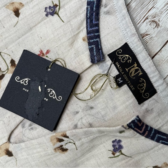 Nazila Couture Floral Patchwork Tunic Dress Size Medium 100% Cotton - Picture 6 of 9